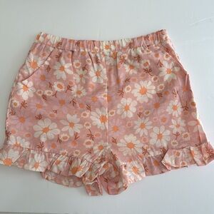 Tahari Girls Pink Floral Ruffle-hem Pull-on Shorts w Pockets NWOT Size 7